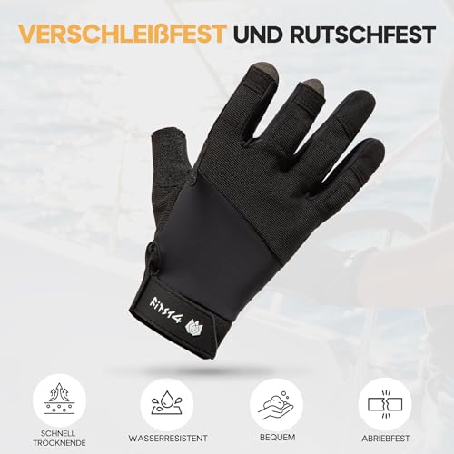 FitsT4 Sports Segelhandschuhe Herren Paddelhandschuhe Kajak für Segeln,Yacht,Segelsport, Paddeln, Angeln,Fischen,Dinghy,Schlauchboot Schwarz XL