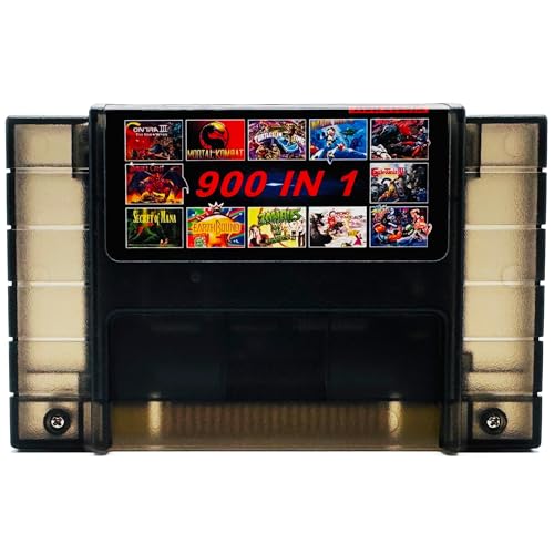 Retrotech 900 In 1 Game Cartridge For SNES Super Nintendo 16Bit Game Console - Transparent Black