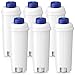 DLSC002 Water Filter for DeLonghi Coffee Machine, Water Filter Replacement Compatible with De'Longhi ECAM, Esam, ETAM, BCO, EC Series Coffee Machine (6 Pack)