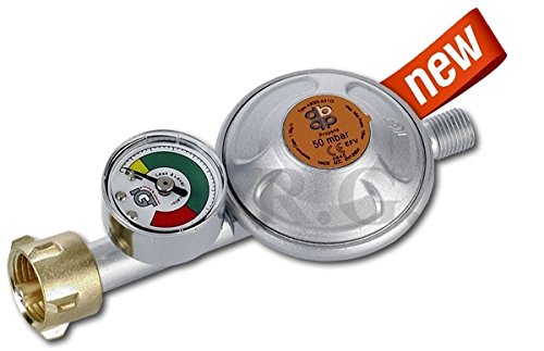 Gasschlauch Druckminderer Regler Manometer 50mbar Propangasschlauch 3 Größen (Regler mit Manometer)