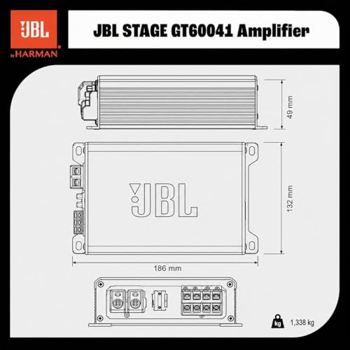 JBL Stage GT 60041 Car Hifi Autoradio Verstärker 1240W Max 90W RMS von Harman Kardon - Class-D 4 Kanal Endstufe Auto, mit HPF & LPF Filter für Front/Rear Setups Oder 2+1 Kanal Gebrückt mit Subwoofer