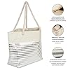 styleBREAKER Damen XXL Strandtasche mit Reißverschluss und Metallic Glitzer Streifen | große Badetasche für Familie oder Shopping | 58 x 38 x 20 cm, Farbe:Beige-Gold #3