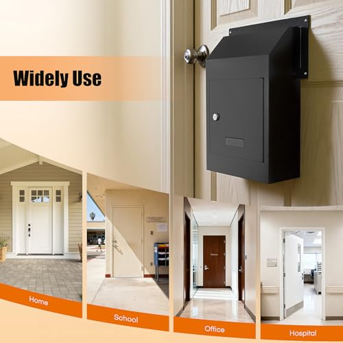 Metateel Through-The-Door Drop Box – Drop Deposit Mailbox with Slot Catcher, Heavy Duty Steel Mailbox with Lock for Secure Storage of Letters & Checks – Ideal for Home, Office, or Apartment