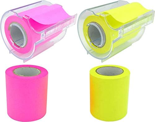 2 Full Adhesive Roll Sticky Notes with Dispenser and 2 Refills, Neon Yellow and Rose Red, 2 x 315 Inches, Colorful Sticky Rolls for Book, Notebook, Office, Home, 4A PSS 9-1 NYNRx2 image 5
