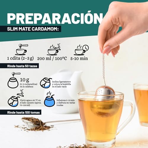 Hierba Mate Ecológica Slim Tea – Te Detox Orgánico Drenante Retencion de Liquidos y Desinflamar Abdomen Mujer y Hombre – Infusión de Yerba Mate, Diente de Leon, Canela, Jengibre, 100 g – VITSTORM - imagen 9