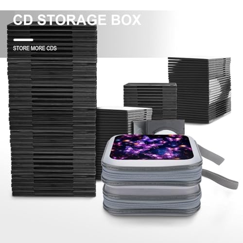 Funda para CD de mariposas moradas con capacidad para 40 discos y cierre de cremallera en plástico duro 7