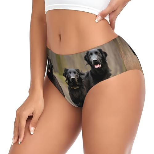 Breathable Women'S Trotting Flat Coated Retrievers Paw Print Briefs,Seamless Comfort Waistband,Everyday,Lightweight3