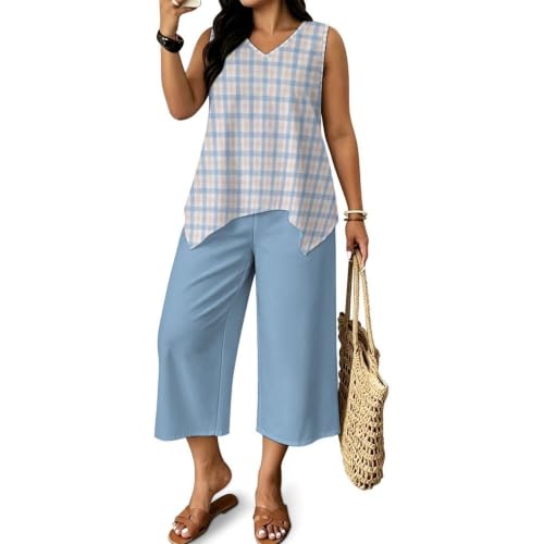 Conjunto 2 piezas mujer verano con pantalón pata ancha de talle alto