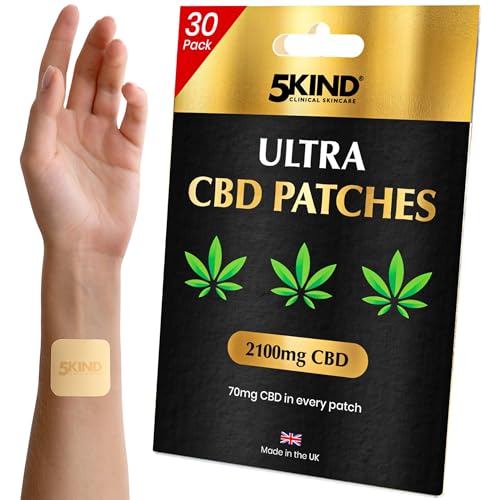 5Kind Ultra Strength CBD Patches 2100mg - Pack of 30-70mg CBD in Every Patch - Calming Cannabidiol - Natural Patch Made in UK