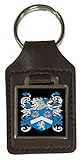 Mcbride Family Crest Surname Coat Of Arms Brown Leather Keyring Engraved