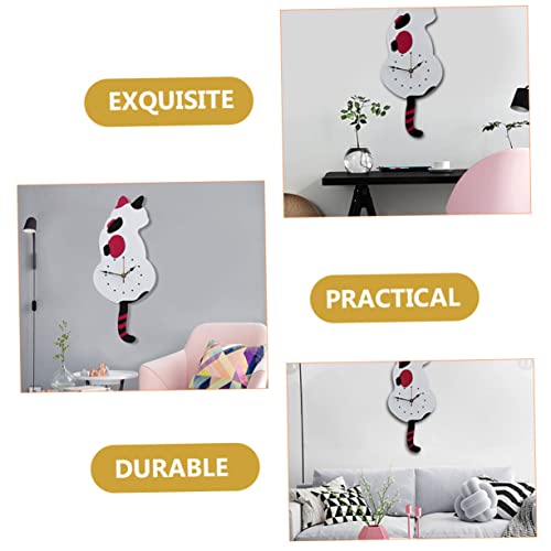 Horloge murale chat suspendue avec pendule pour décoration salon moderne