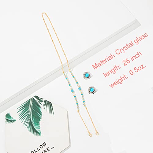 Eyeglass Holders Retainer Cord Premium Eye Glasses Light Blue String Chain Sunglasses Lanyard Eyewear Anti-Lost Strap Women's Fashion Glasses Decorative Necklace #TOP3
