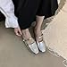 Women's Leather Pearl Closed Toe Mary Jane Flat Mules Fashion Square Toe Soft Sole Comfortable Slip on Backless Flats Casual Office Dressy Sandals Walking Shoes Mules (Silver,6)