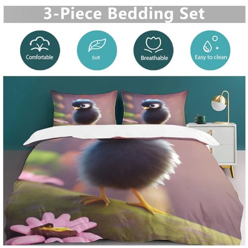 Parure de lit oiseau impression 3D haut de gamme en microfine douce King size