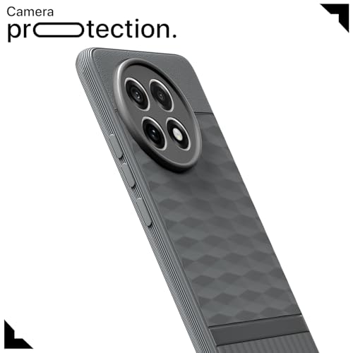 Image of Pikkme Back Cover for OnePlus 13R 5G Camera Protection 3D Hexa Cube Design Silicone Protective Bumper Case (Grey)