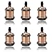 Produktbild 6x GreenSun LED Lighting Vintage Edison Lampenfassung E27 Fassung Deckenfassung Lampensockel Lampenfuß Retro Hängelampe Halter Pendelleuchte Adapter DIY Lampenzubehör, Rot Antique Brass