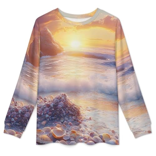 Sunset Sea Shells Pajama Set Long Sleeve Lounge Sets Sleepwear 2 Pjs Nightwear for Men Women4