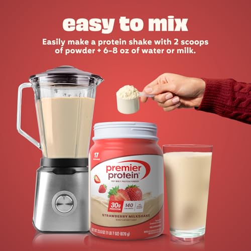 Image of Premier Protein Powder, Strawberry, 100% Whey, 30g High Protein, 17 Serving | No Added Sugar, Supports Muscle Health, Soy & Gluten-Free, 1.44 lb
