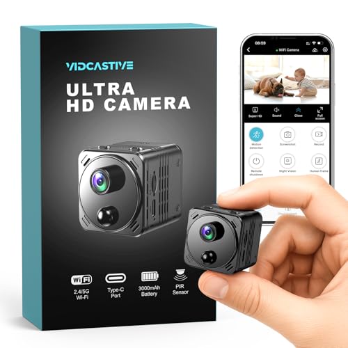 VIDCASTIVE 4K Mini WiFi Security Camera with AI Detection