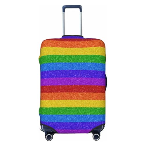 Colorful Glitter Rainbow Print Luggage Cover For Suitcase,Washable Elastic Travel Suitcase Protector With Zipper Closure And Bottom Buckle – Fits 18-32