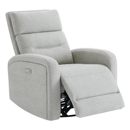 Image of Watson & Whitely Power Recliner Swivel Glider Rocker, Recliner Chairs for Adults, Small Recliner with USB Port for Living Room, Fabric in Dove Grey