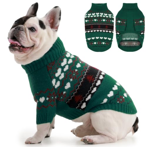 Image of IECOii Small Dog Christmas Sweater, Dog Turtleneck Knit for Holiday, M