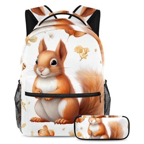 Cartables de grande capacité avec trousse écureuil mignon pour les étudiants