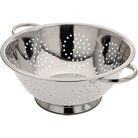 Abrus® Stainless Steel Colander 24cm - Advanced Sturdy Base | Wide Handle | Dishwasher Safe Cover