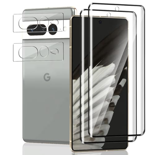 Jaavkkma 2 Piezas Protector Pantalla para Google Pixel 7 Pro Cristal Templado + 2 Piezas Protector Cámara, Dureza 9H/Sin Burbujas, Película Protectora para Google Pixel 7 Pro - HD Vidrio Templado