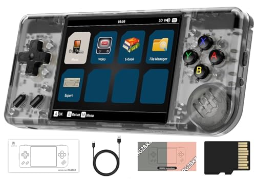 RG28XX Retro Handheld Game with Linux System, 2.83 Inch IPS Screen Built-in 64G TF Card 5516 Games Support Multimedia Application and TV Output(Transparent Black)