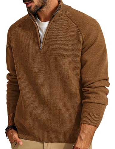 PJ PAUL JONES Mens Quarter Zip Pullover Sweater Turtleneck Raglan...
