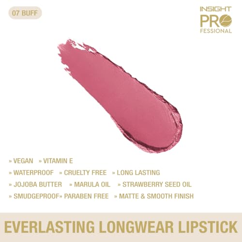 Image of INSIGHT Professional Everlasting Longwear Lipstick | Velvety Smooth Finish | Highly Pigmented | Transferproof,Waterproof,Smudgeproof | Infused with Vit E & Marula Oil - (Buff) 2.5gm