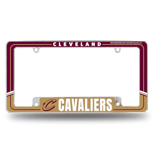 Rico Industries NBA Basketball Cleveland Cavaliers Two-Tone 12" x 6" Chrome All Over Automotive License Plate Frame for Car/Truck/SUV