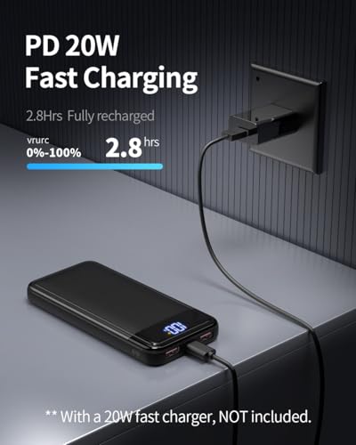 Power Bank 13800 mAh, 22,5 W powerbank, externe mobiele telefoon batterij, snel opladen, USB C-ingang & uitgang met LED-display, PD3.0 QC4.0 draagbare oplader, compatibel met iPhone 16 15 14 13 12 Pro - Afbeelding 5