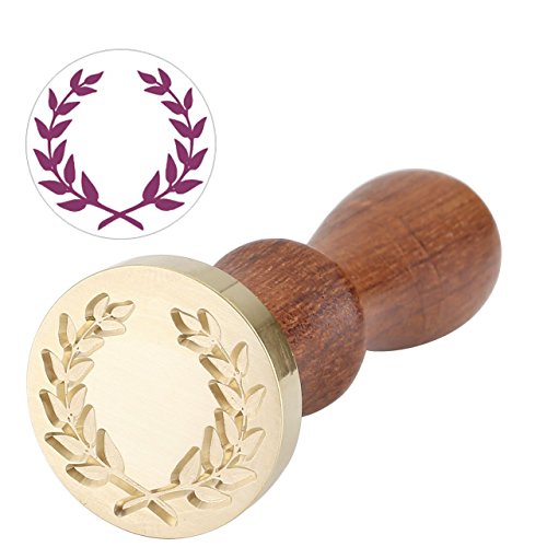 Olive Wreath Wax Seal Stamp, Mornajina Botanical Brass Head Wooden Handle Removable Sealing Stamp For Wedding Invitation Seals #TOP1