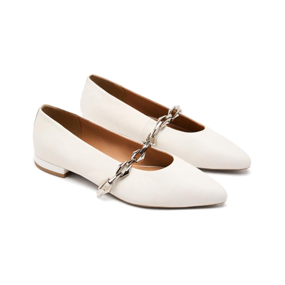 GIOSEPPO Women's Hallie Mary Jane Flat, White, 4.5 UK