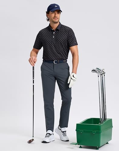 Image of Obla Mens Golf Polo Shirts Short Sleeve Dry Fit Performance Moisture Wicking Casual Print Collared Golf Shirts for Men