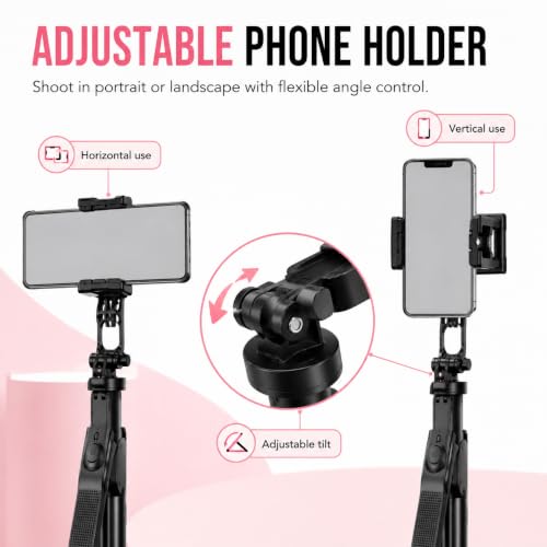 Image of Selfie Stick Tripod with Wireless Bluetooth Remote, Portable Mobile Phone Stand, Aluminum Alloy Tripod for iPhone, Android, Vlogging, Video Recording & Photography L16 by UNBREAKcable