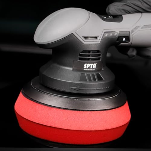 Image of Red T10 Ultra-Fine Finishing Foam Polishing Pads, SPTA 1Pcs 5.5 Inch Face for 5 Inch 125mm Backing Plate Compound Buffing Sponge Pads for Car Buffer Polisher Compounding, Polishing and Waxing- FPBFS5R