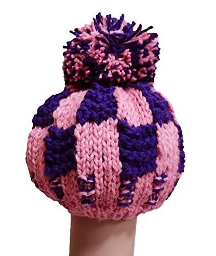 BIBITIME Handmade Knitted Multicolored Beret Hat Women Lady Beanie Hat Warm Cap (Adult, PinkPurple)