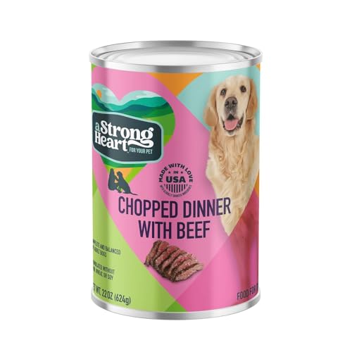 Image of A Strong Heart Wet Dog Food, Chopped Beef Dinner - Real Beef & Chicken, Complete & Balanced for All Life Stages, Made in USA by Simmons Pet Food - 13.2 oz Cans, Pack of 12