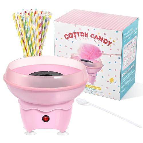 THE WHITE SHOP Cotton Candy Machine Pink Vintage Candy Machine for Christmas Gifts Family Birthday Family Party Includes Bamboo Sticks Sugar Sugar Spoon Colorful Sticks