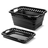 CleverMade Collapsible Laundry Baskets - 39L Foldable Large Collapsible Laundry Basket with Handles for Space Saving Storage, Black, 1 Pack