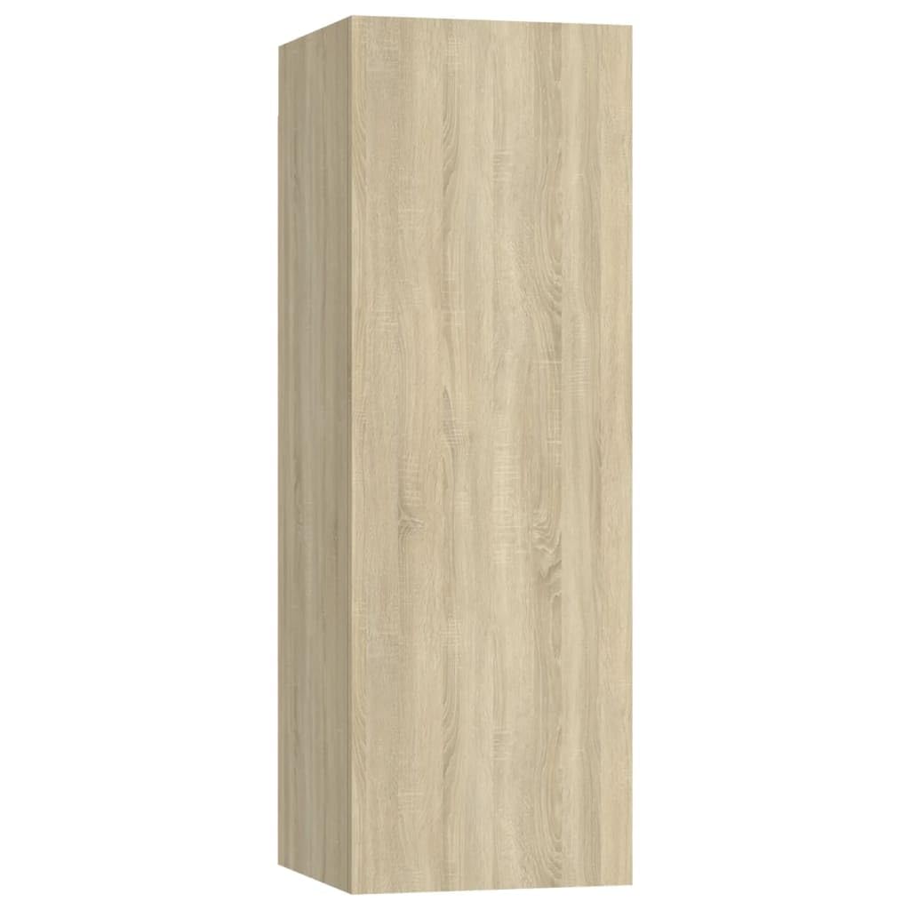 3-TLG. TV-Schrank-Set Sonoma-Eiche Holzwerkstoff, Wandmontage, Modernes Media-Center für Wohnzimmer, Schlafzimmer, Viel Stauraum, Einfache Reinigung