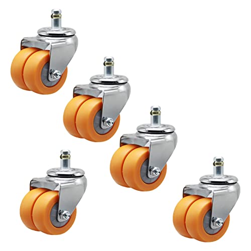 KUCKEE 5 Stück Gummi-Computer-Schreibtisch-Stuhlrollen, Ersatzräder Für Hartholzböden Und Teppiche, Glattes orange-5cm universal Cover