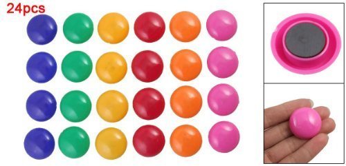 24 Pcs Assorted Color 40mm Round Presentation Whiteboard Magnet Button