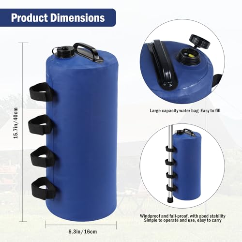 Canopy Water Weight Bag, 88 LBS Canopy Weights for Pop Up Canopy, Tent, Canopies，Gazebo，Outdoor Shelter Umbrella,Pool Ladder，Set of 4, 10 Liters Each (Blue) — view 2