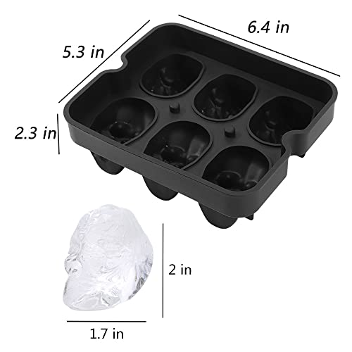 Large Skull Ice Cube Mold Silicone Ice Cube Tray With Transparent Lid, A Set Of 6 Flexible Silicone Ice Maker, Ice Trays For Freezer For Whiskey, Cocktails, Champagne And Drinks #TOP2