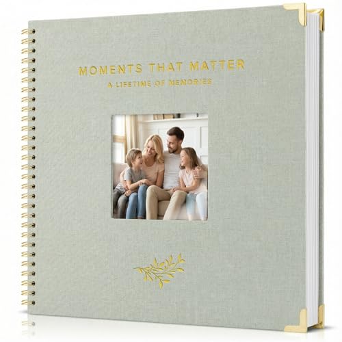 Beautiful Linen Scrapbook Photo Album 10"x10" - Perfect to Preserve Special Memories of Your Family, Weddings, Birthdays, Baby Showers & More - Premium 40-Page Blank Guest Book for Timeless Keepsakes