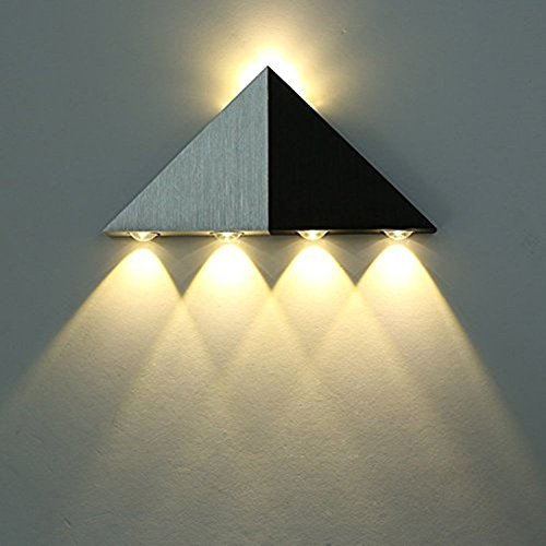 Asvert Wandlampe LED 5W Wandleuchte aus Aluminum Dreieckig effektlampe up down Flurlampe Wandbeleuchtung Treppenleuchten Designerlampen innen (Warmes Weiß)